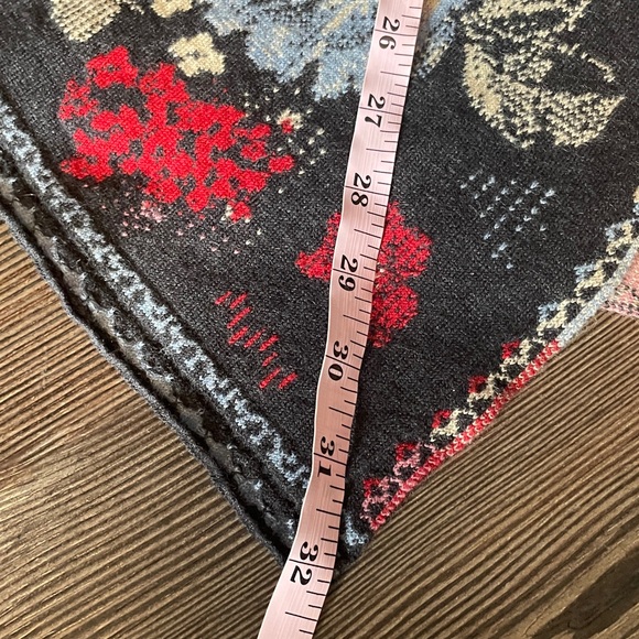 Ivko Cardigan Sweater Floral 100% Wool Knit A Line Red Gray Multicolor Medium - Picture 9 of 12